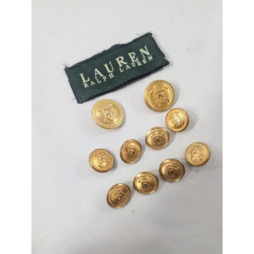 Lauren Ralph Lauren 10 Replacement Buttons Gold Tone Eagle Labels Shank EUC
